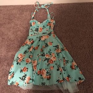 Blue and pink floral dress